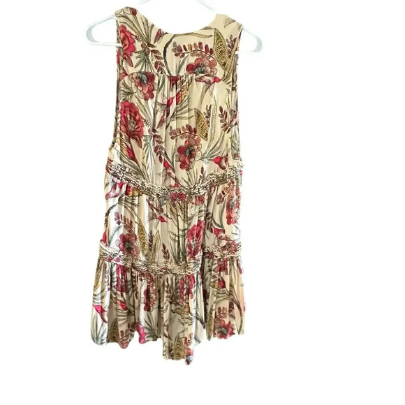 Free People Haze Bird Floral Printed Ruffle Trim Boho Tunic Top Size XS - Picture 4 of 14